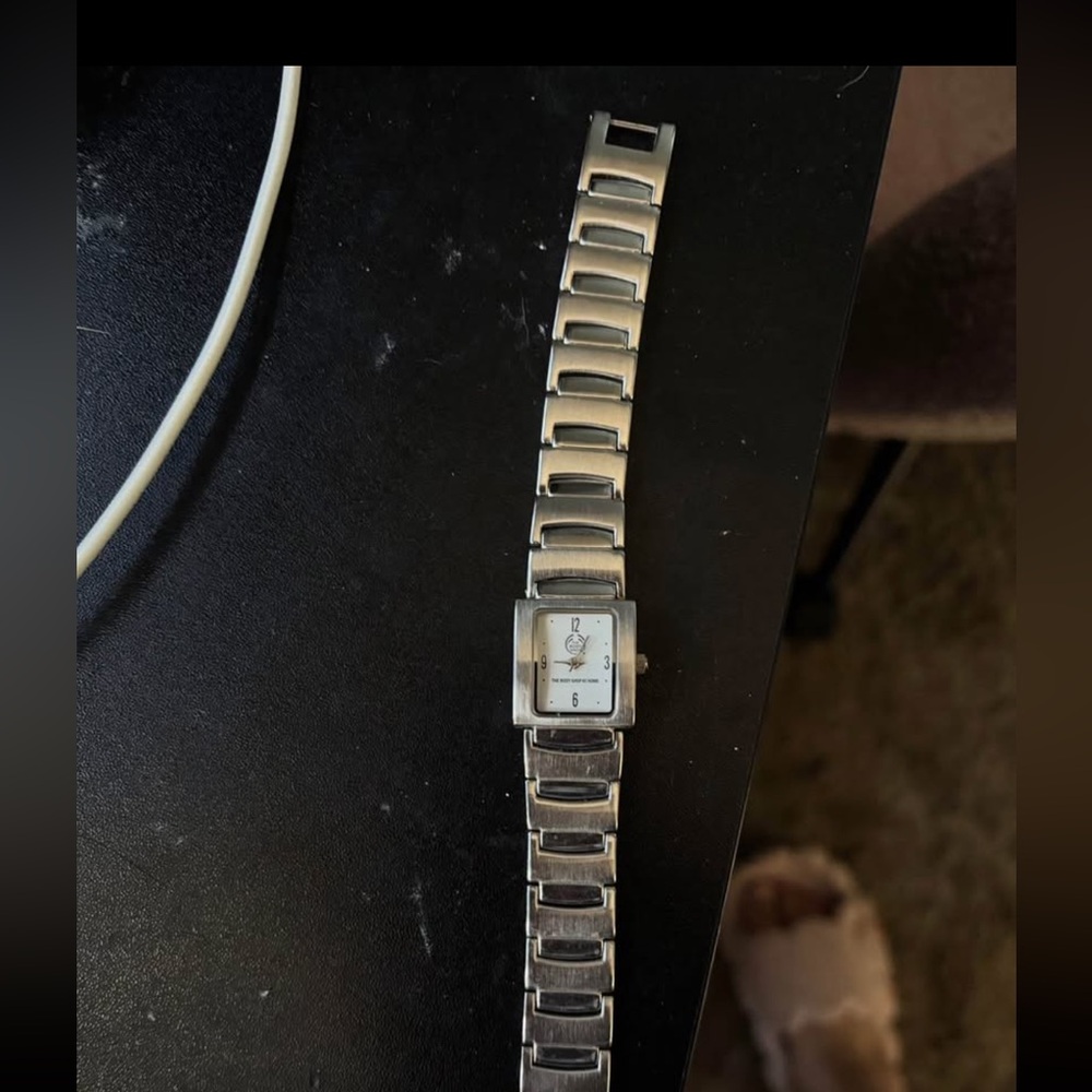 Silver Rectangular Face Watch